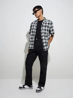 Nuon Black Relaxed-Fit Mid-Rise Cotton-Blend Pants