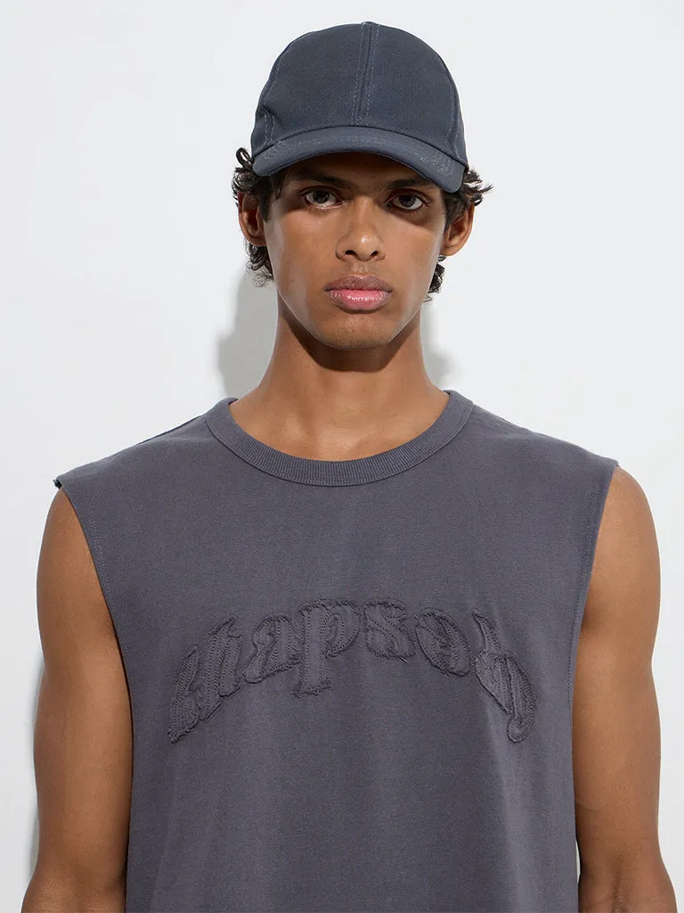 Nuon Charcoal Text Design Relaxed-Fit Cotton T-Shirt