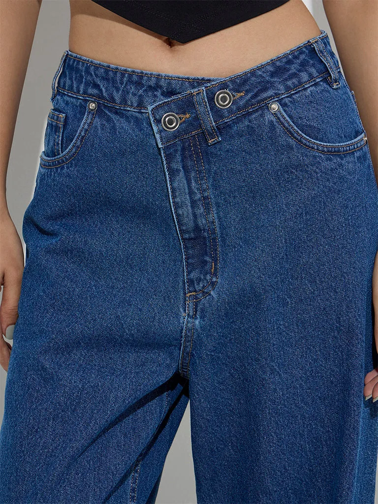 Nuon Dark Blue Relaxed-Fit Mid-Rise Jeans