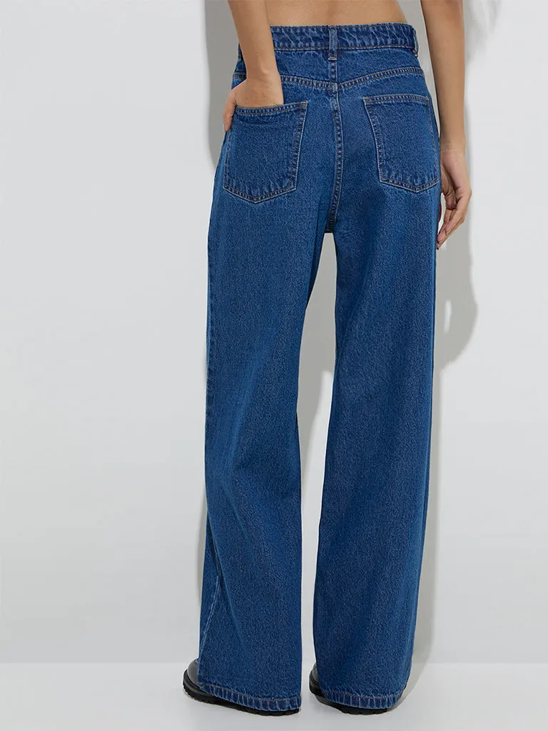 Nuon Dark Blue Relaxed-Fit Mid-Rise Jeans
