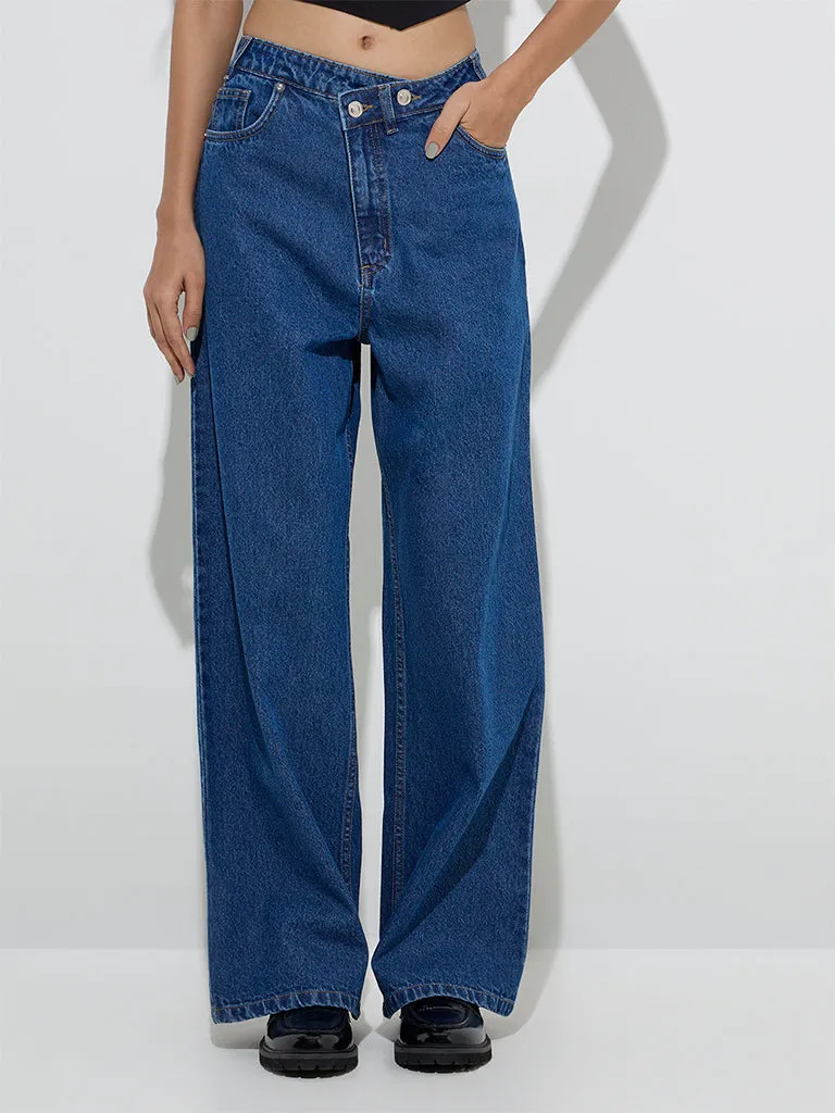 Nuon Dark Blue Relaxed-Fit Mid-Rise Jeans