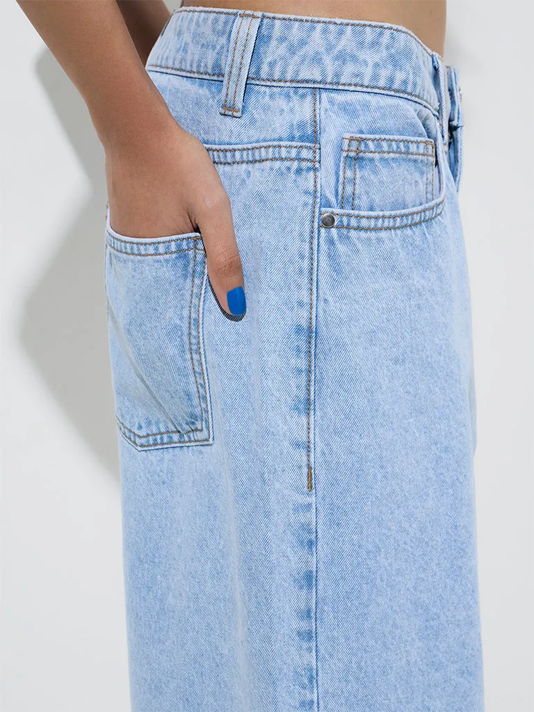 Nuon Light Blue Relaxed-Fit High-Rise Jeans