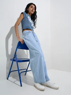 Nuon Light Blue Relaxed-Fit High-Rise Jeans