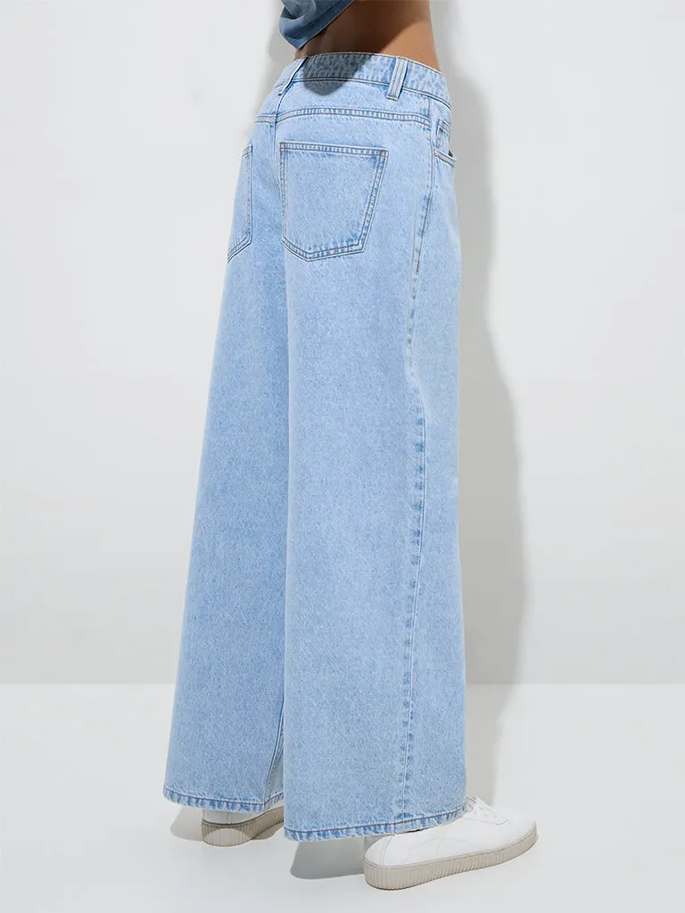 Nuon Light Blue Relaxed-Fit High-Rise Jeans
