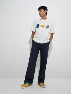 Nuon Navy Relaxed-Fit Cotton-Blend Chinos with Belt
