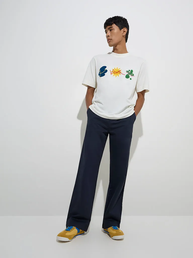 Nuon Navy Relaxed-Fit Cotton-Blend Chinos with Belt