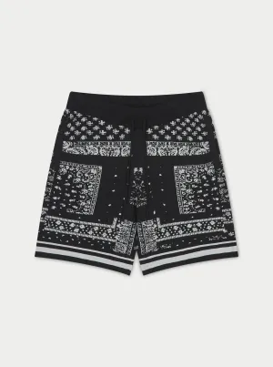 PAISLEY KNITTED SHORTS - BLACK