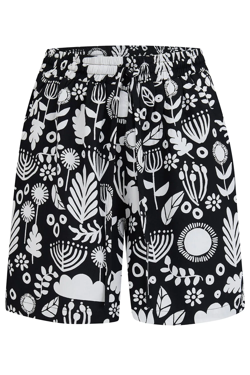 Patty Shorts - Monochrome. Folk Floral
