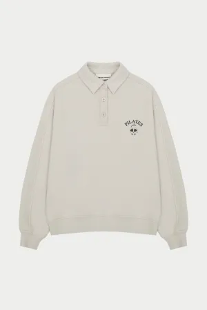 PILATES & PINOT BUTTON UP SWEATSHIRT - BONE
