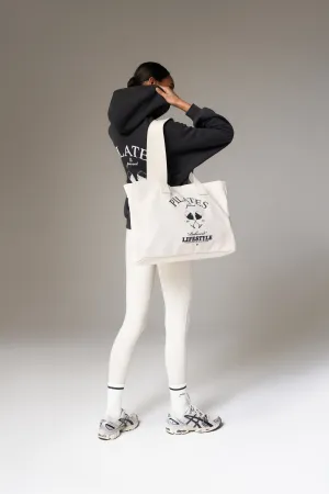 PILATES & PINOT LARGE TOTE BAG - OFF WHITE