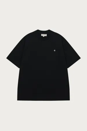 PIN BADGE HEAVYWEIGHT RELAXED T-SHIRT - BLACK