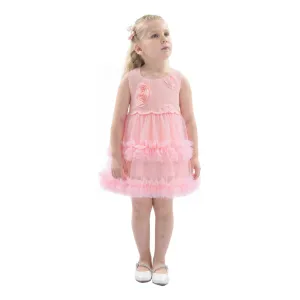 Pink Flower Layered Tulle Dress