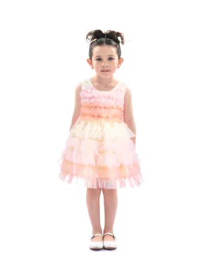 Pink Ruffle Layered Tulle Dress