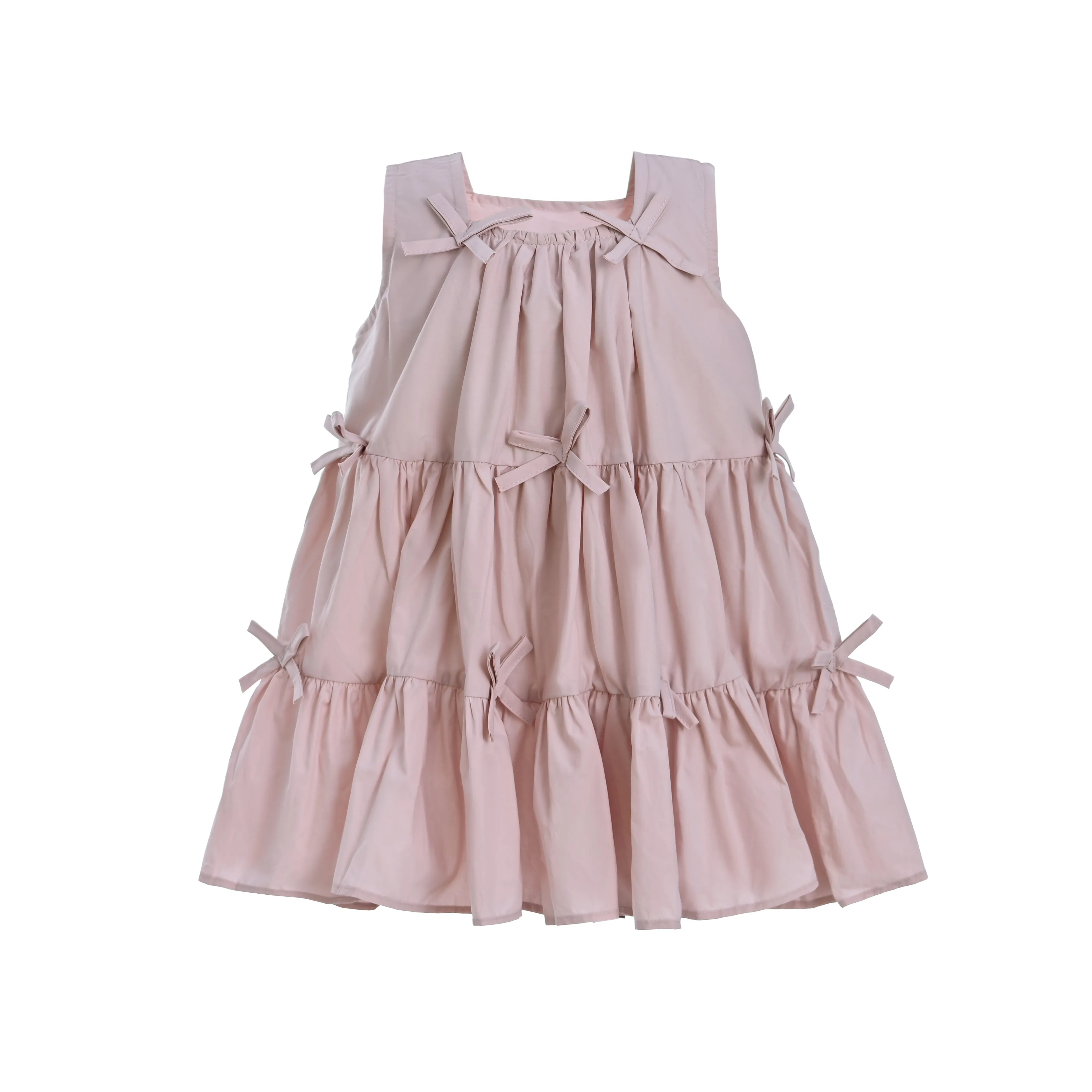 Pink Tiered Ribbon Sleeveless Dress