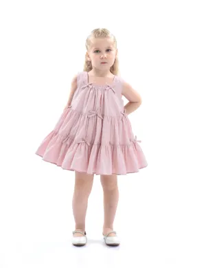 Pink Tiered Ribbon Sleeveless Dress