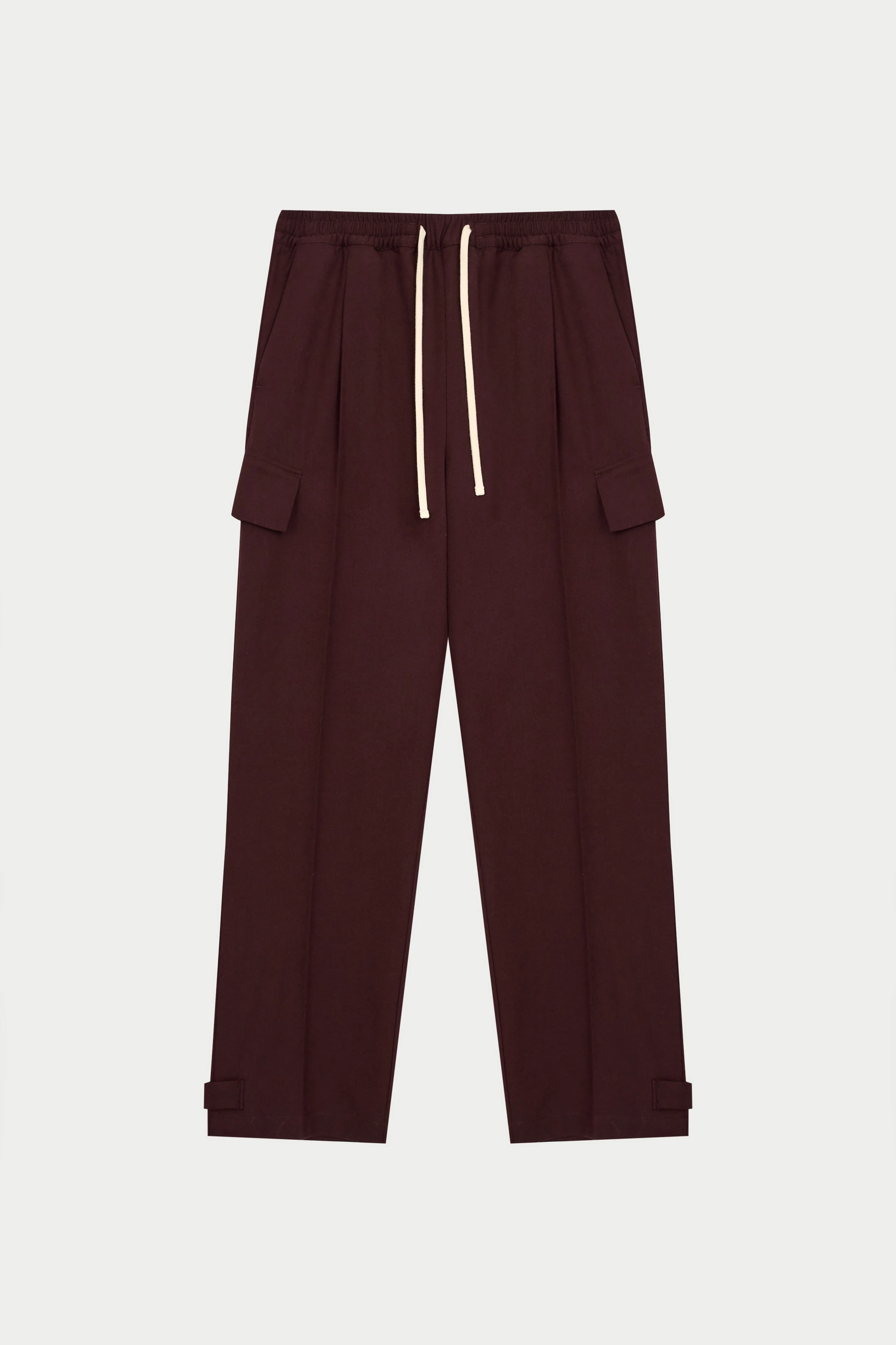 PLEATED WIDE LEG TROUSER - BURGUNDY