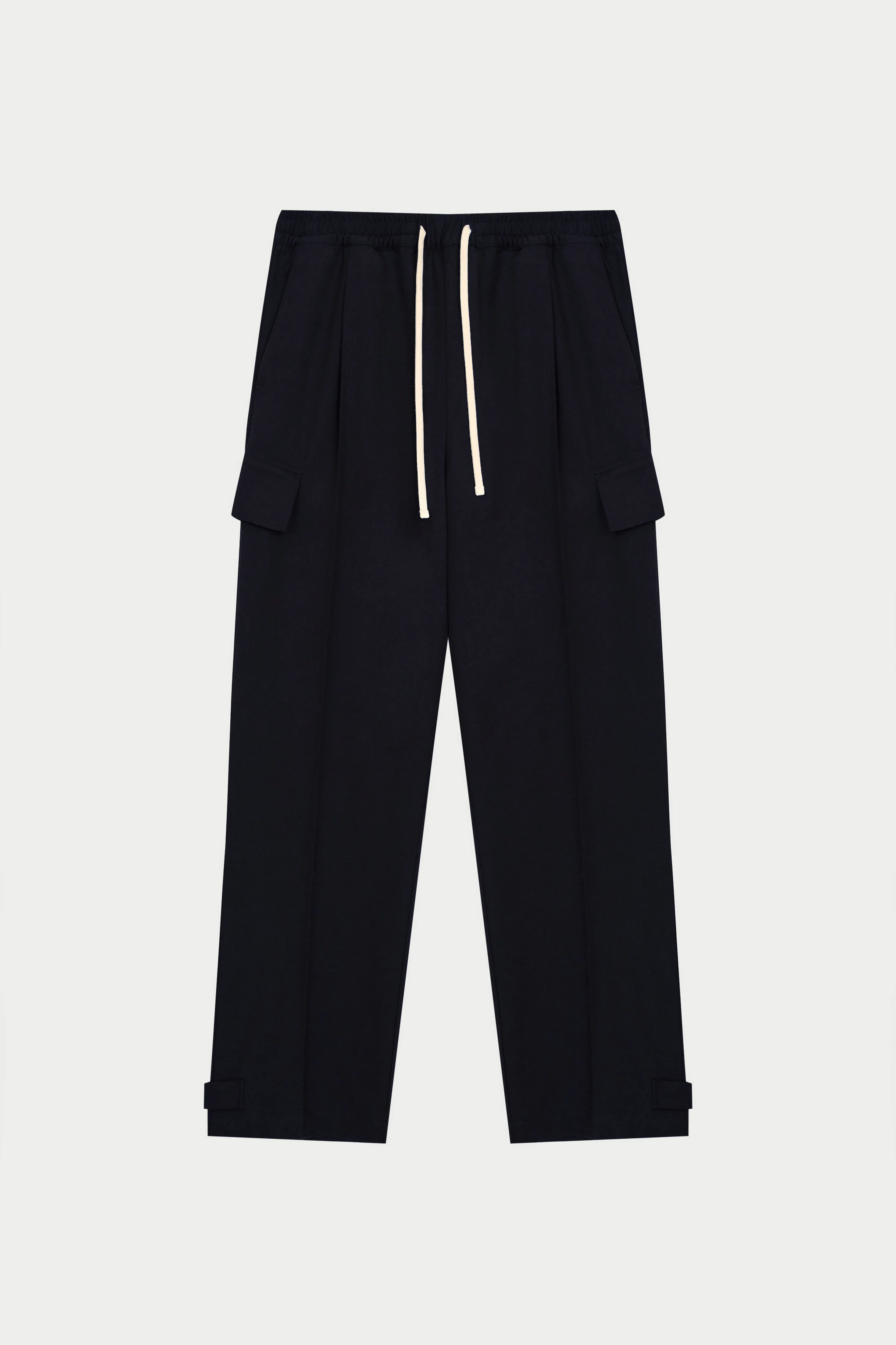 PLEATED WIDE LEG TROUSER - NAVY