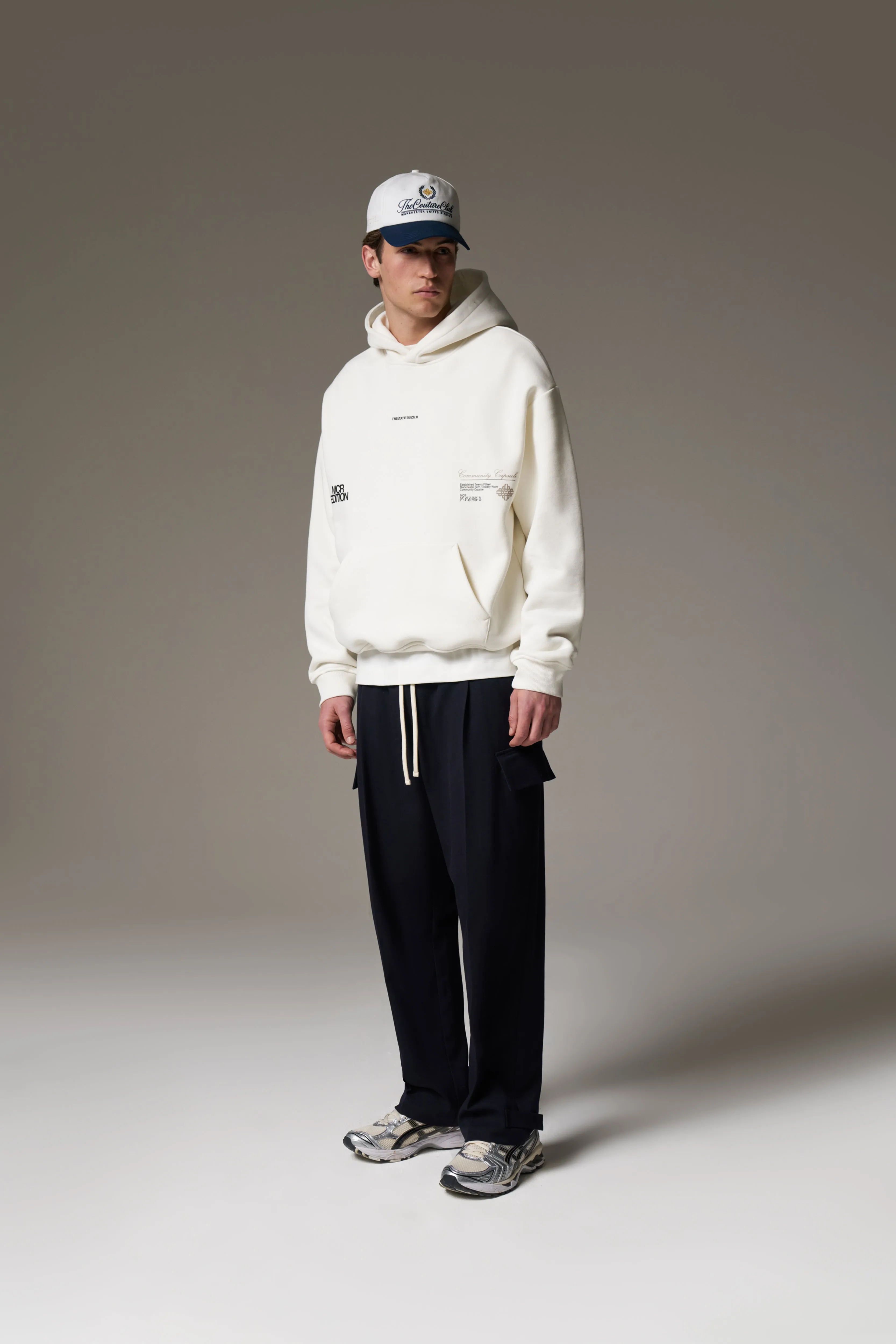 PLEATED WIDE LEG TROUSER - NAVY