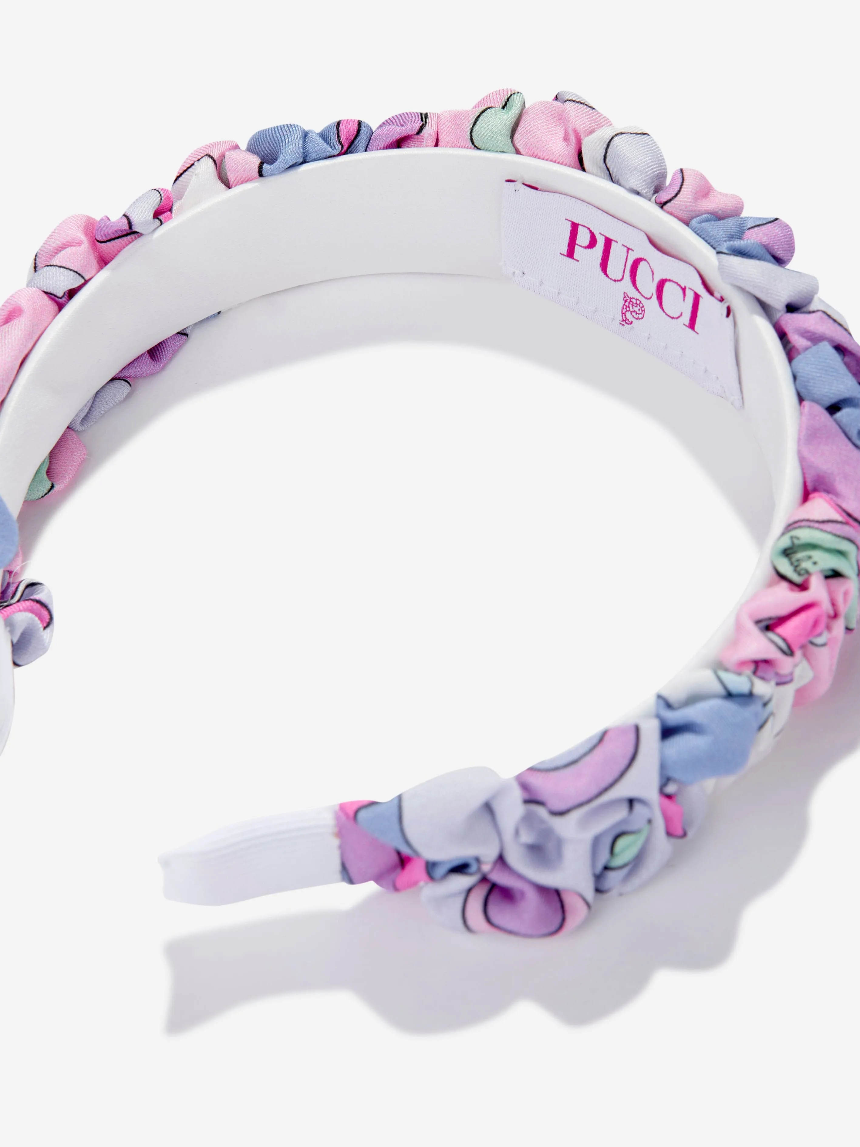 PUCCI Girls Ruched Fontane Print Headband in Pink