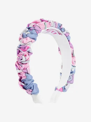 PUCCI Girls Ruched Fontane Print Headband in Pink
