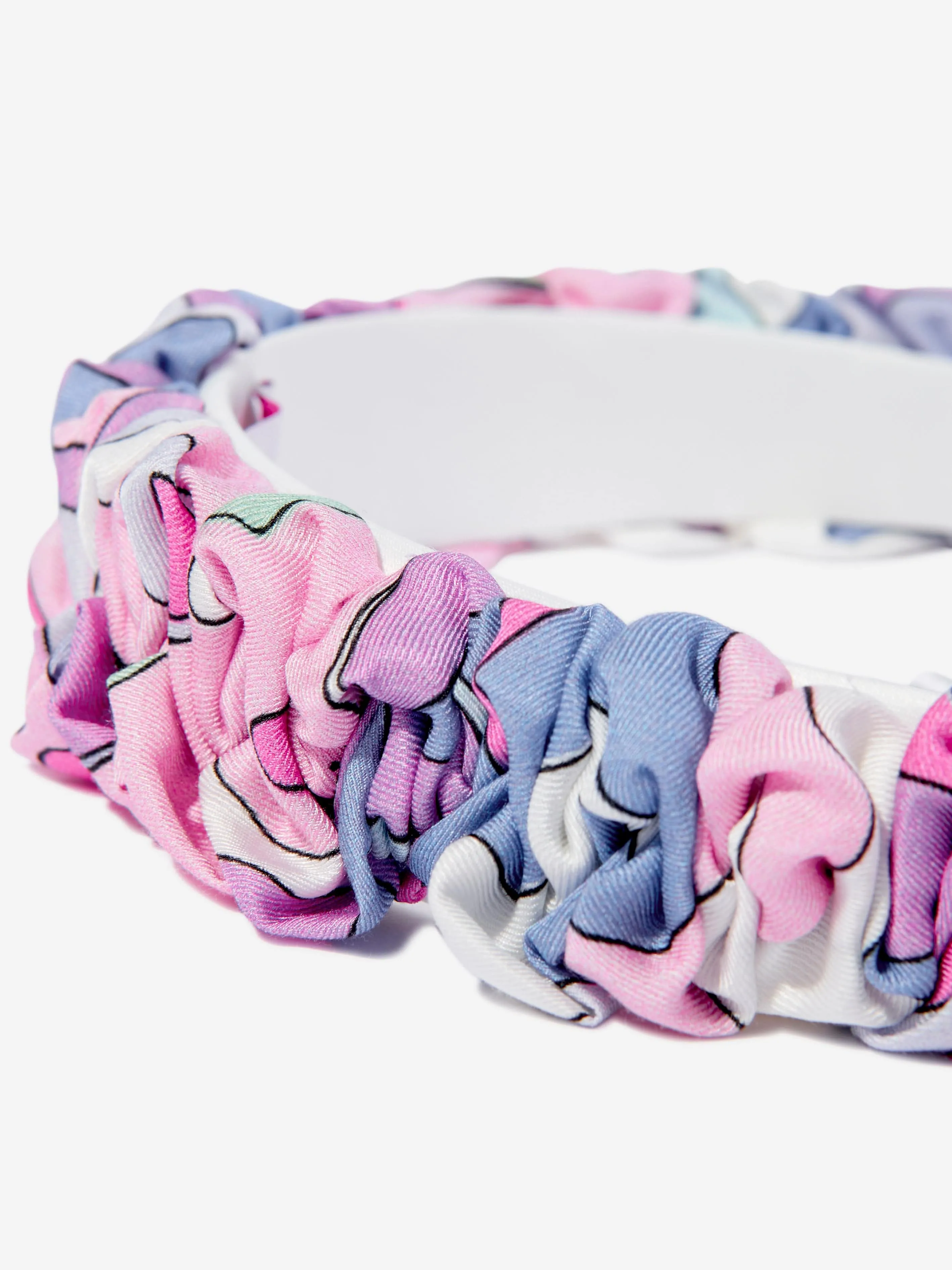 PUCCI Girls Ruched Fontane Print Headband in Pink