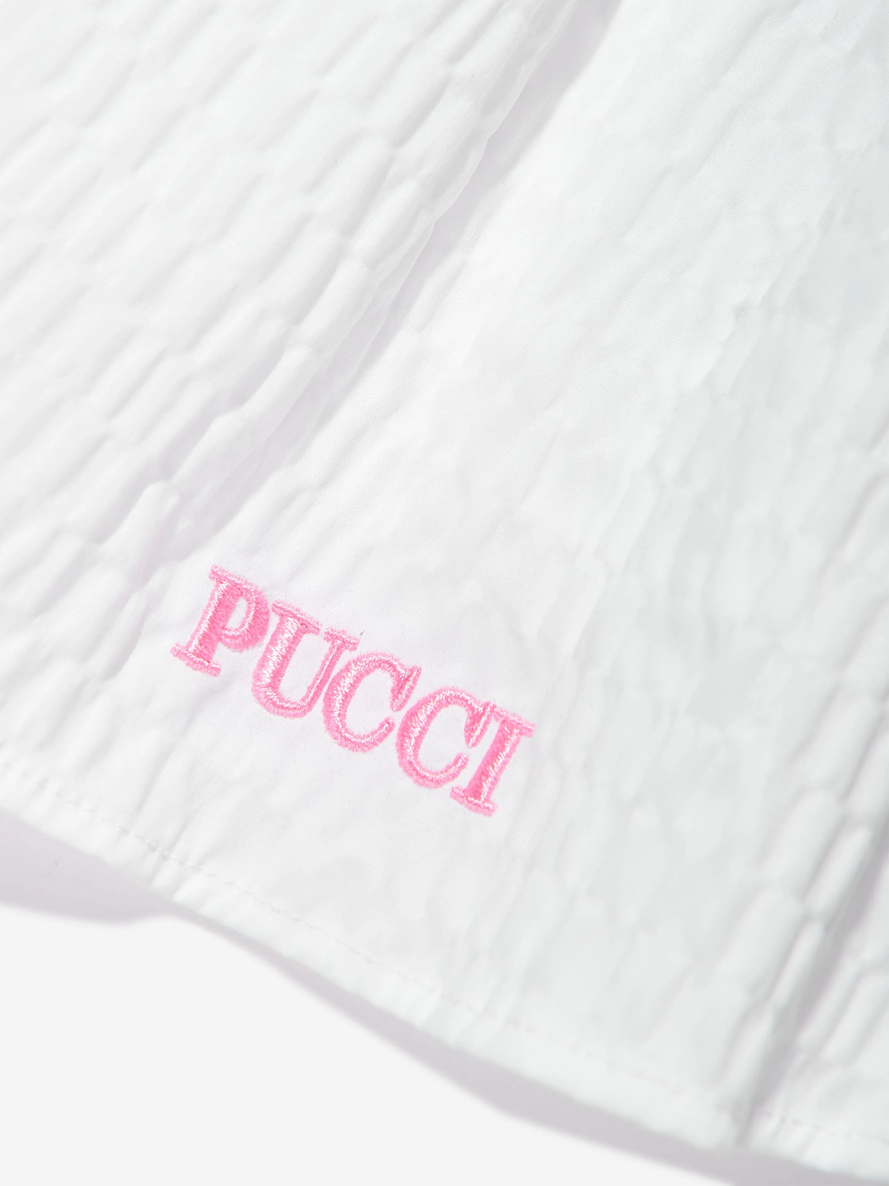 PUCCI Girls Seersucker Sleeveless Top in White