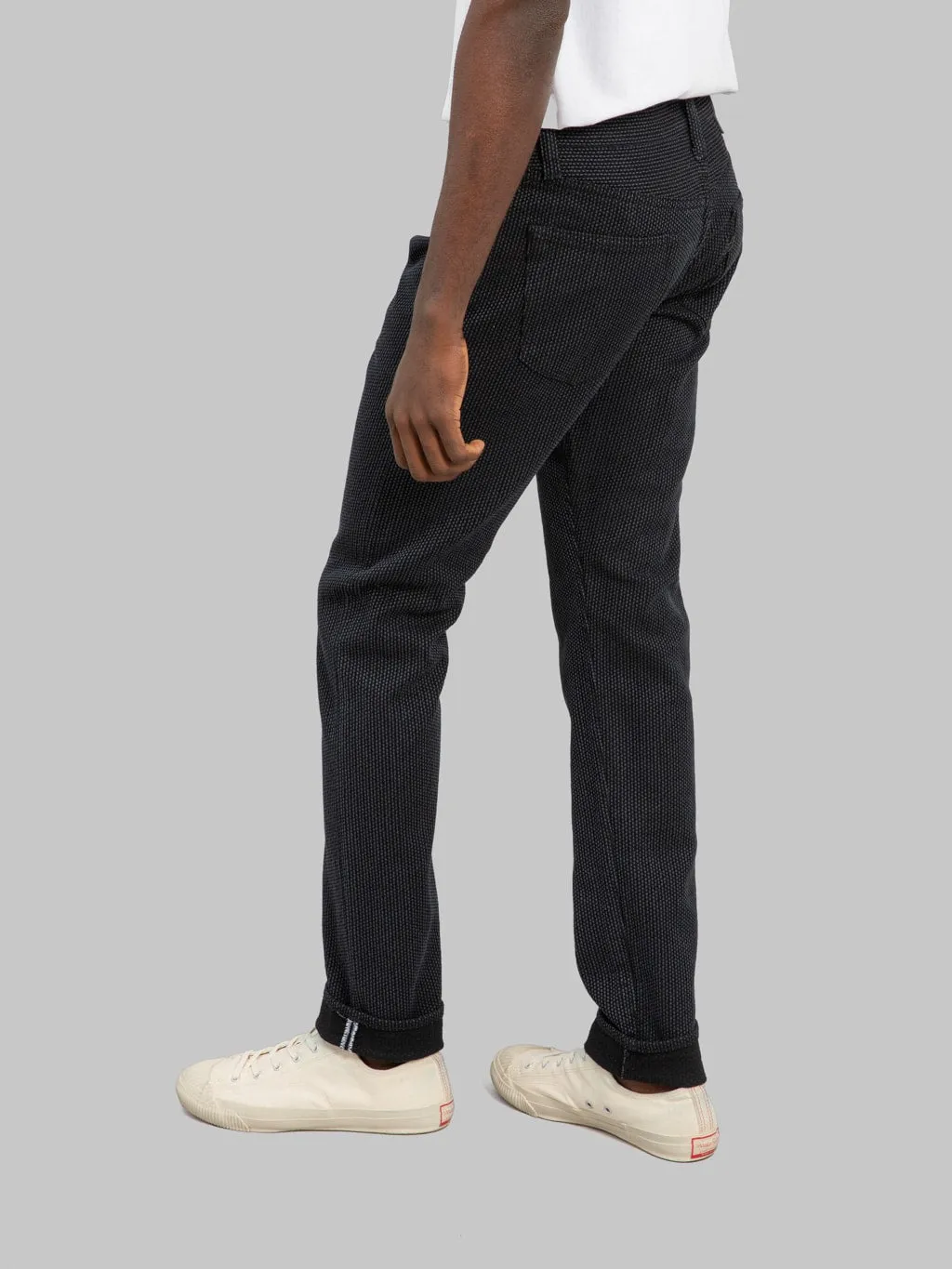 Pure Blue Japan 1170-2-BK Grey Black Sashiko Relaxed Tapered Jeans