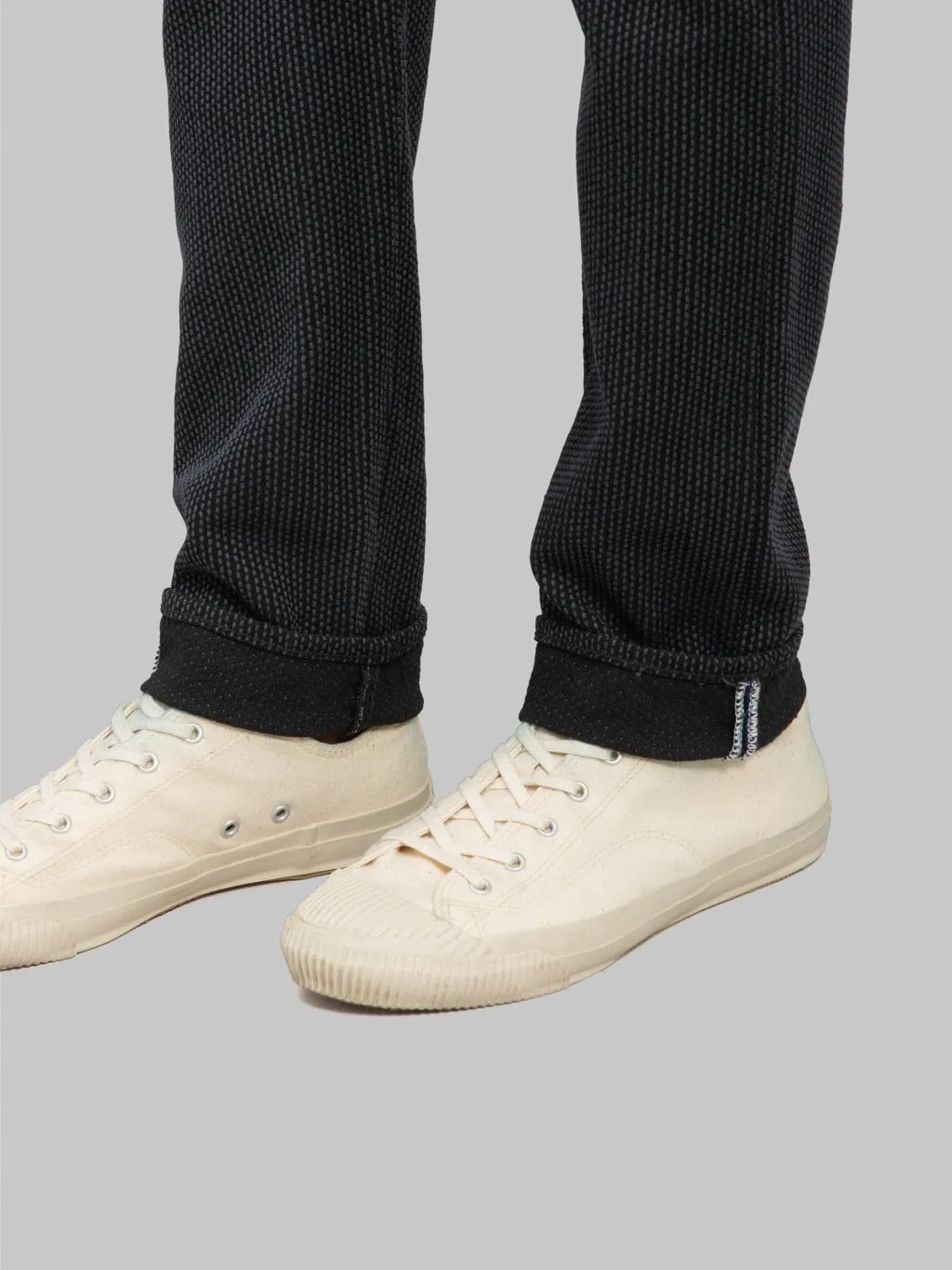 Pure Blue Japan 1170-2-BK Grey Black Sashiko Relaxed Tapered Jeans