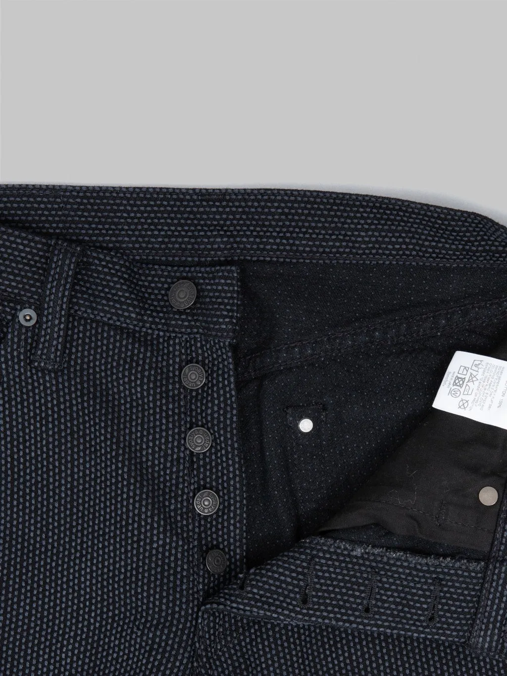 Pure Blue Japan 1170-2-BK Grey Black Sashiko Relaxed Tapered Jeans