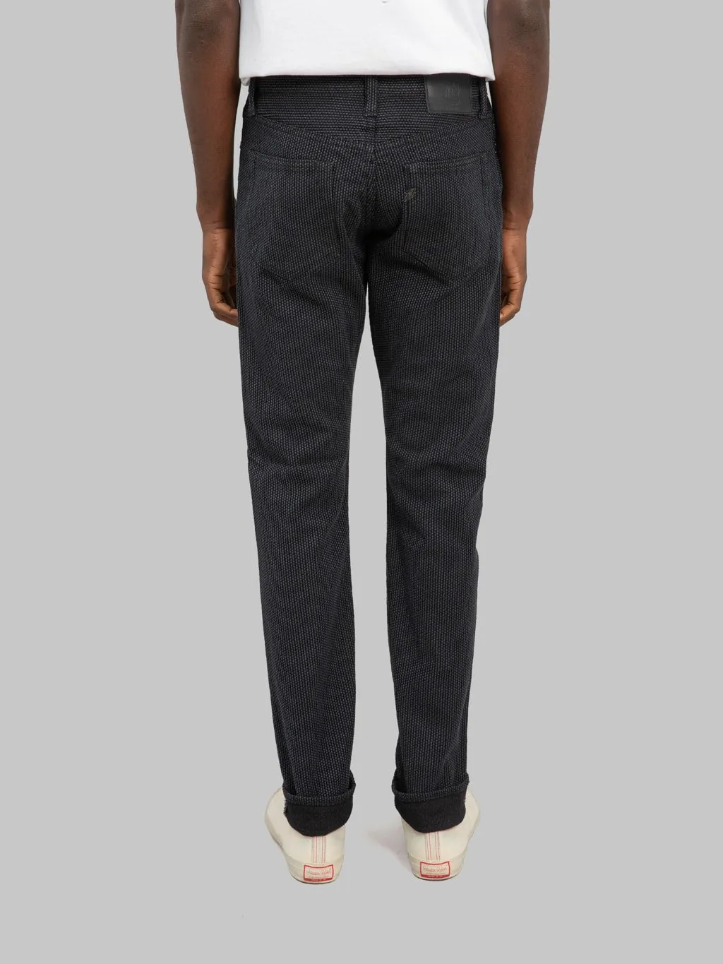 Pure Blue Japan 1170-2-BK Grey Black Sashiko Relaxed Tapered Jeans