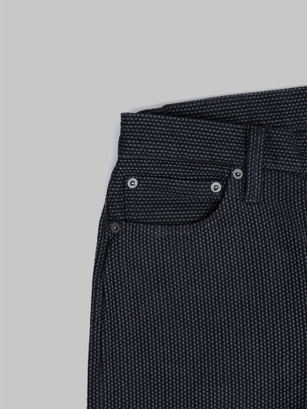 Pure Blue Japan 1170-2-BK Grey Black Sashiko Relaxed Tapered Jeans