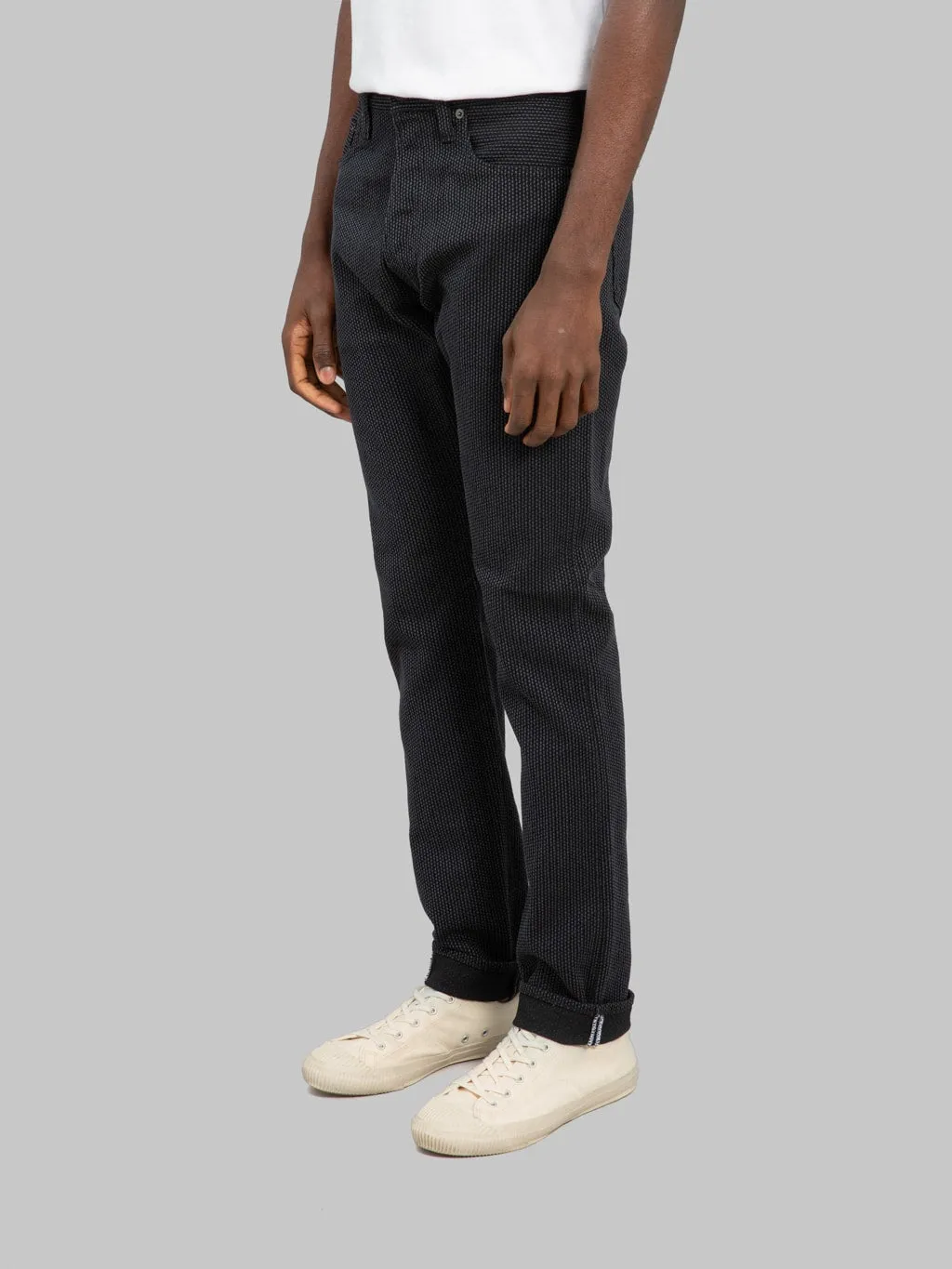 Pure Blue Japan 1170-2-BK Grey Black Sashiko Relaxed Tapered Jeans