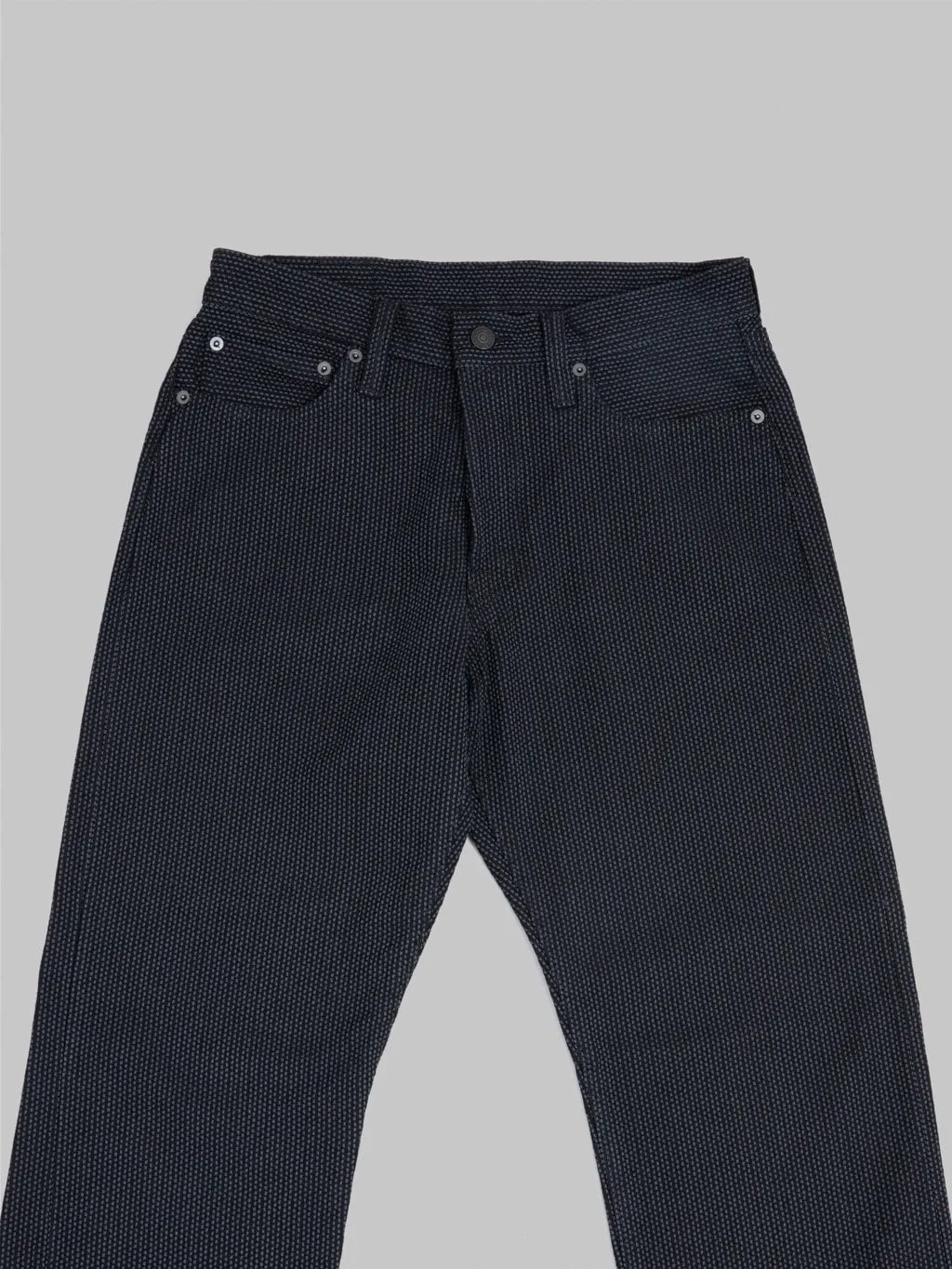 Pure Blue Japan 1170-2-BK Grey Black Sashiko Relaxed Tapered Jeans