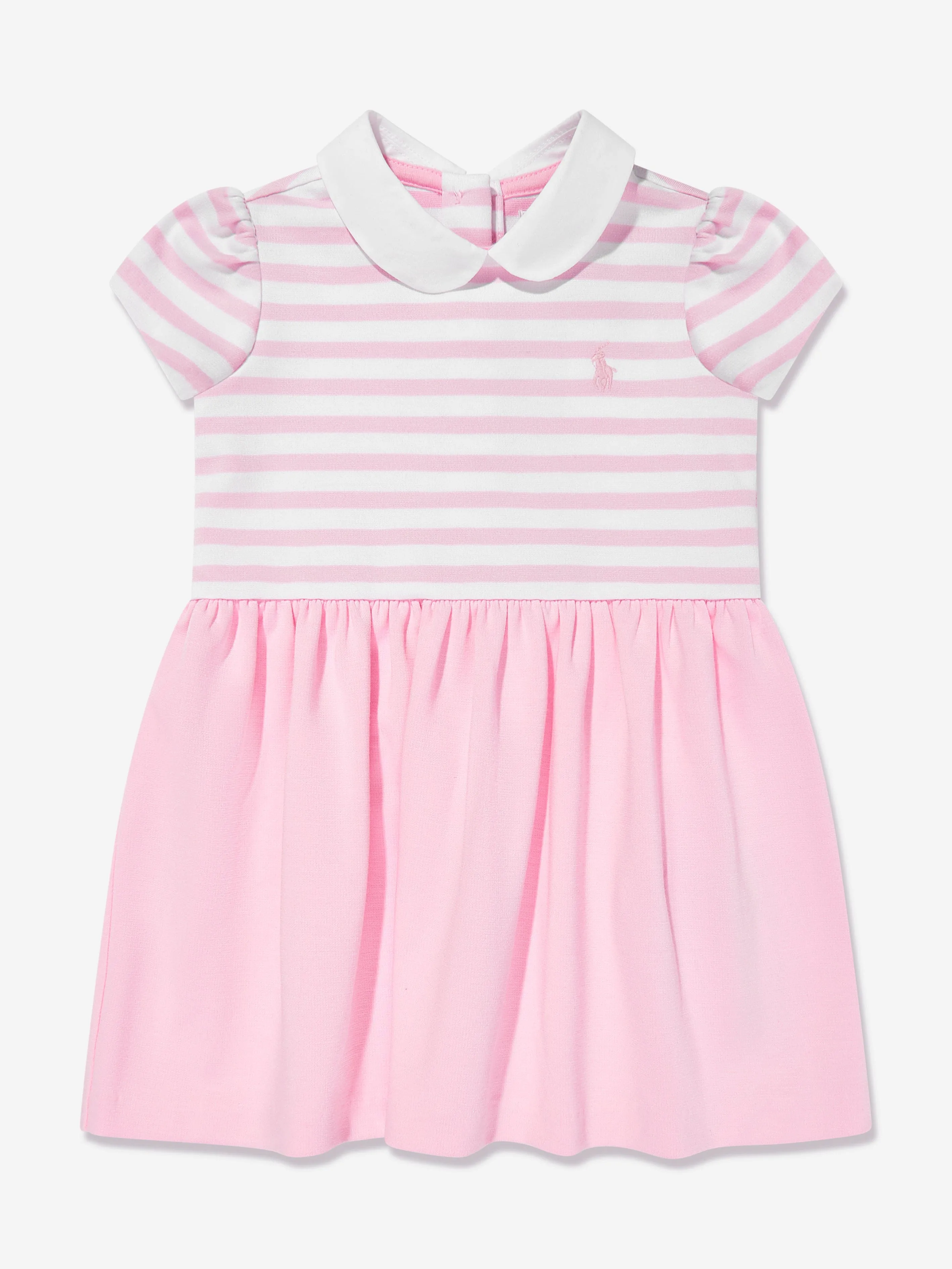 Ralph Lauren Baby Girls Striped Jersey Dress With Bloomers in Pink