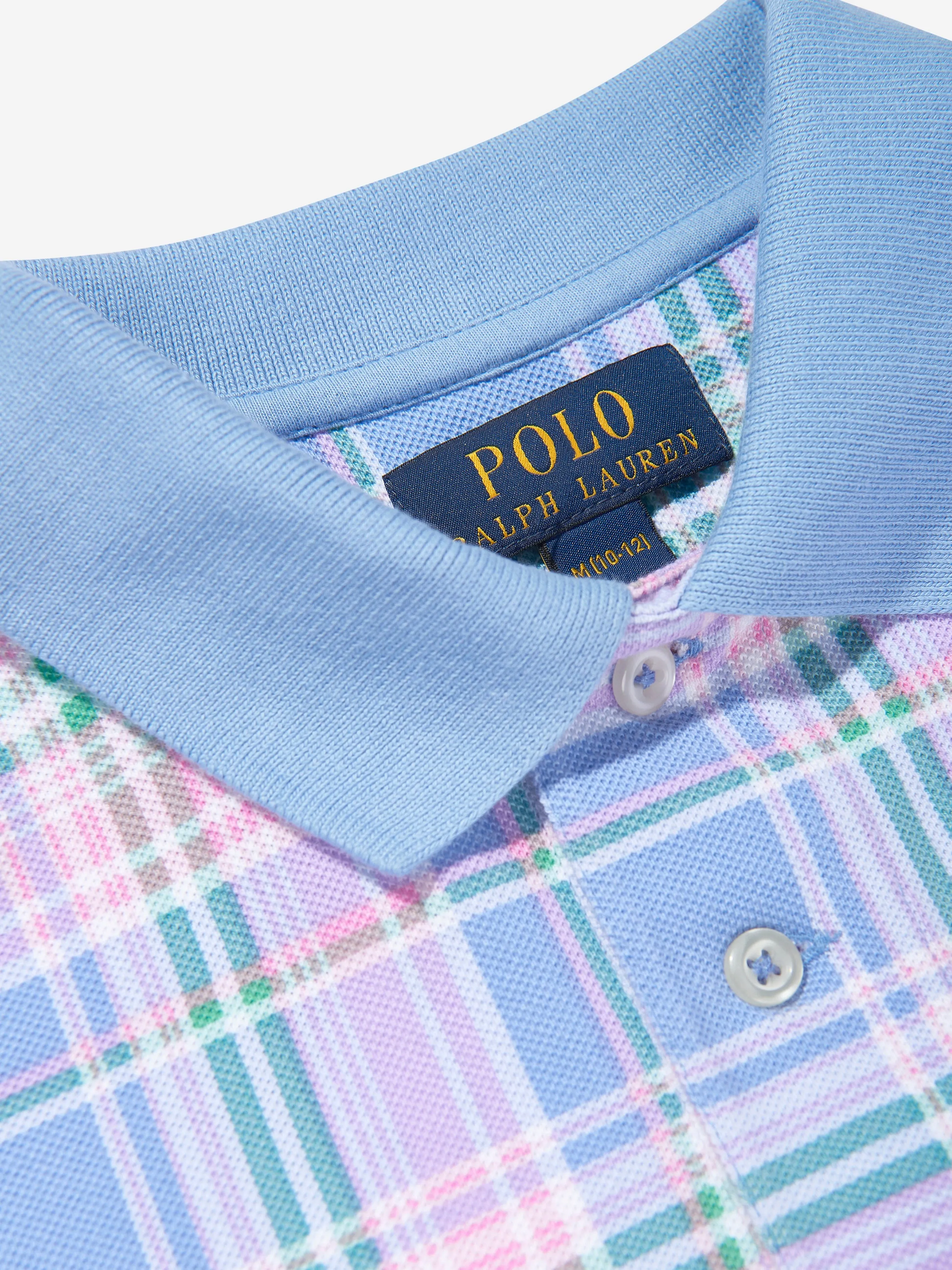 Ralph Lauren Boys Checked Polo Shirt in Blue