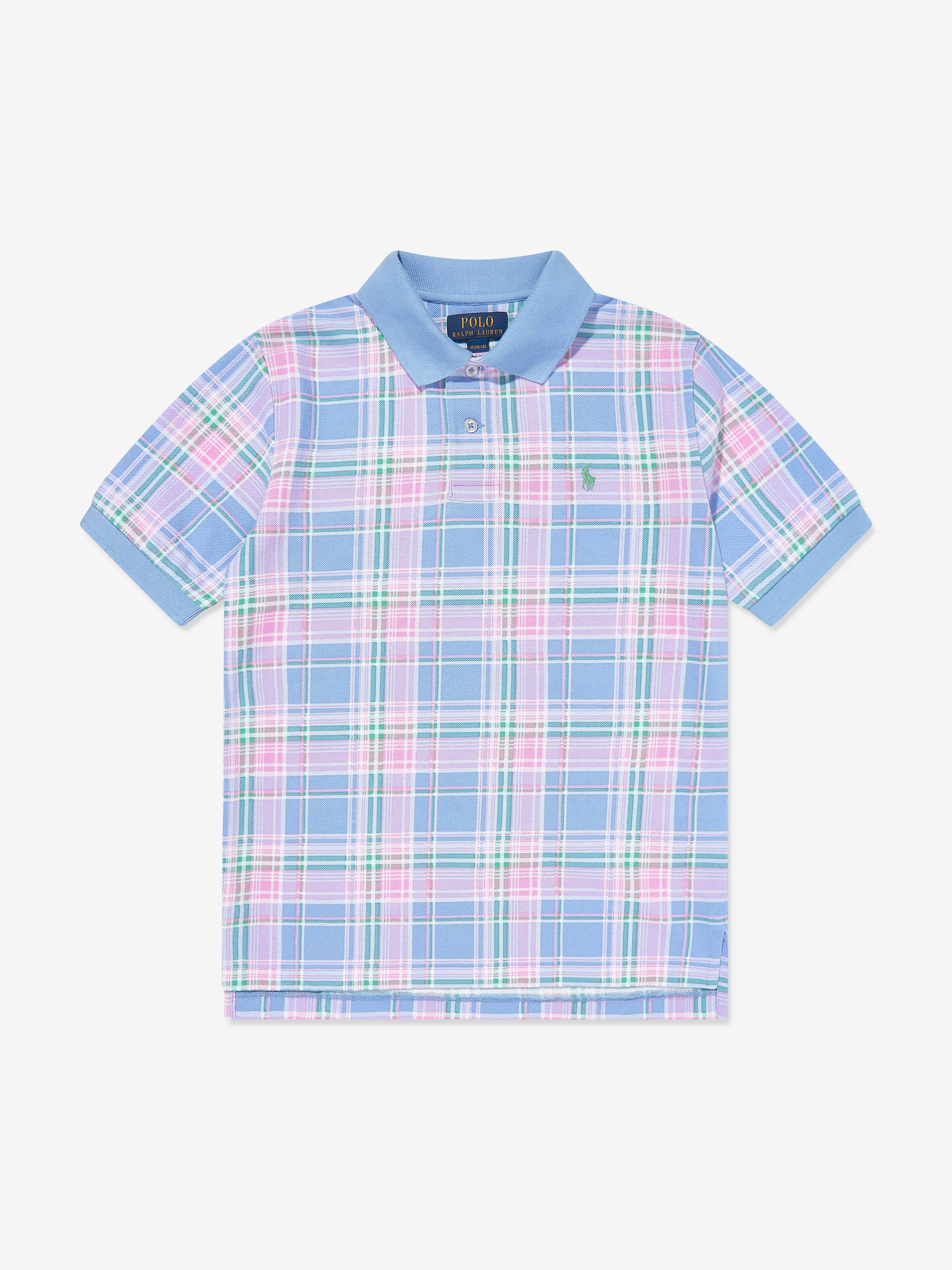 Ralph Lauren Boys Checked Polo Shirt in Blue