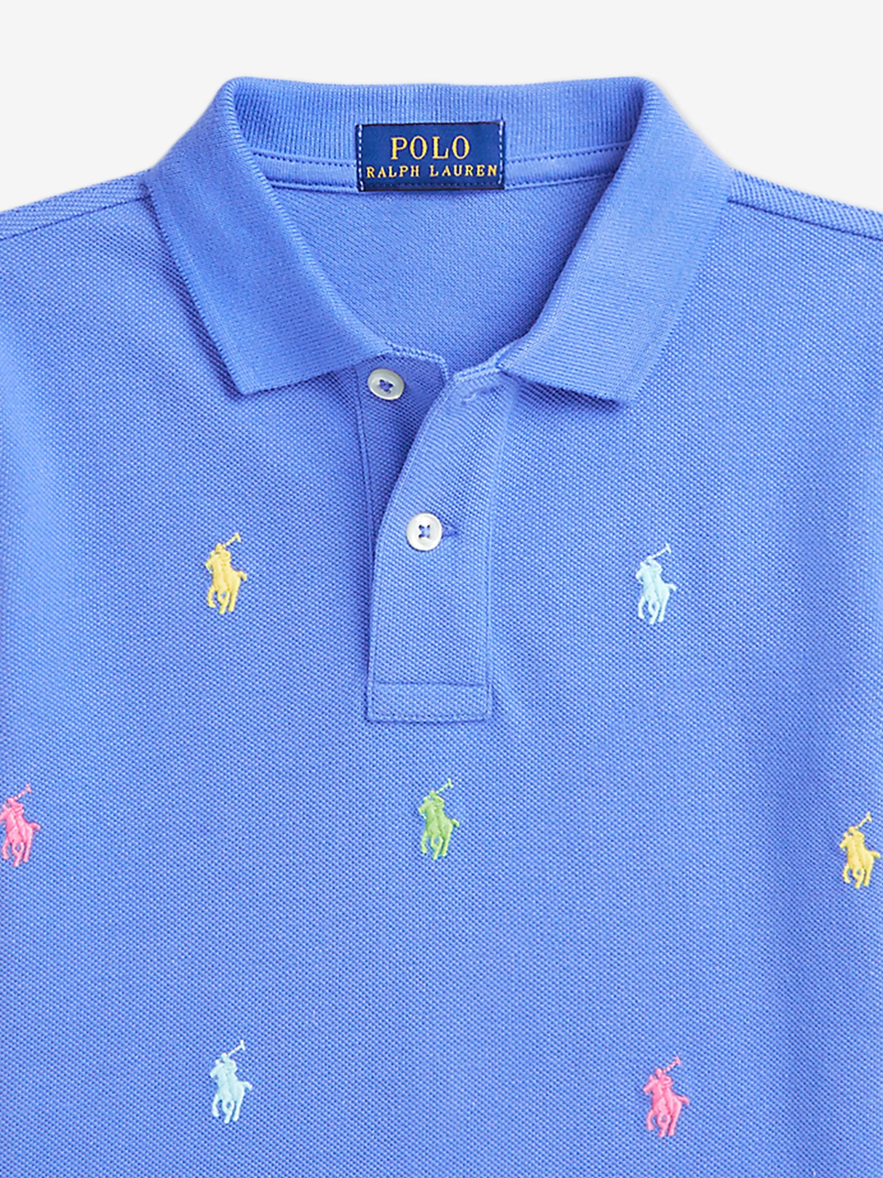 Ralph Lauren Boys Multi Logo Polo Shirt in Blue