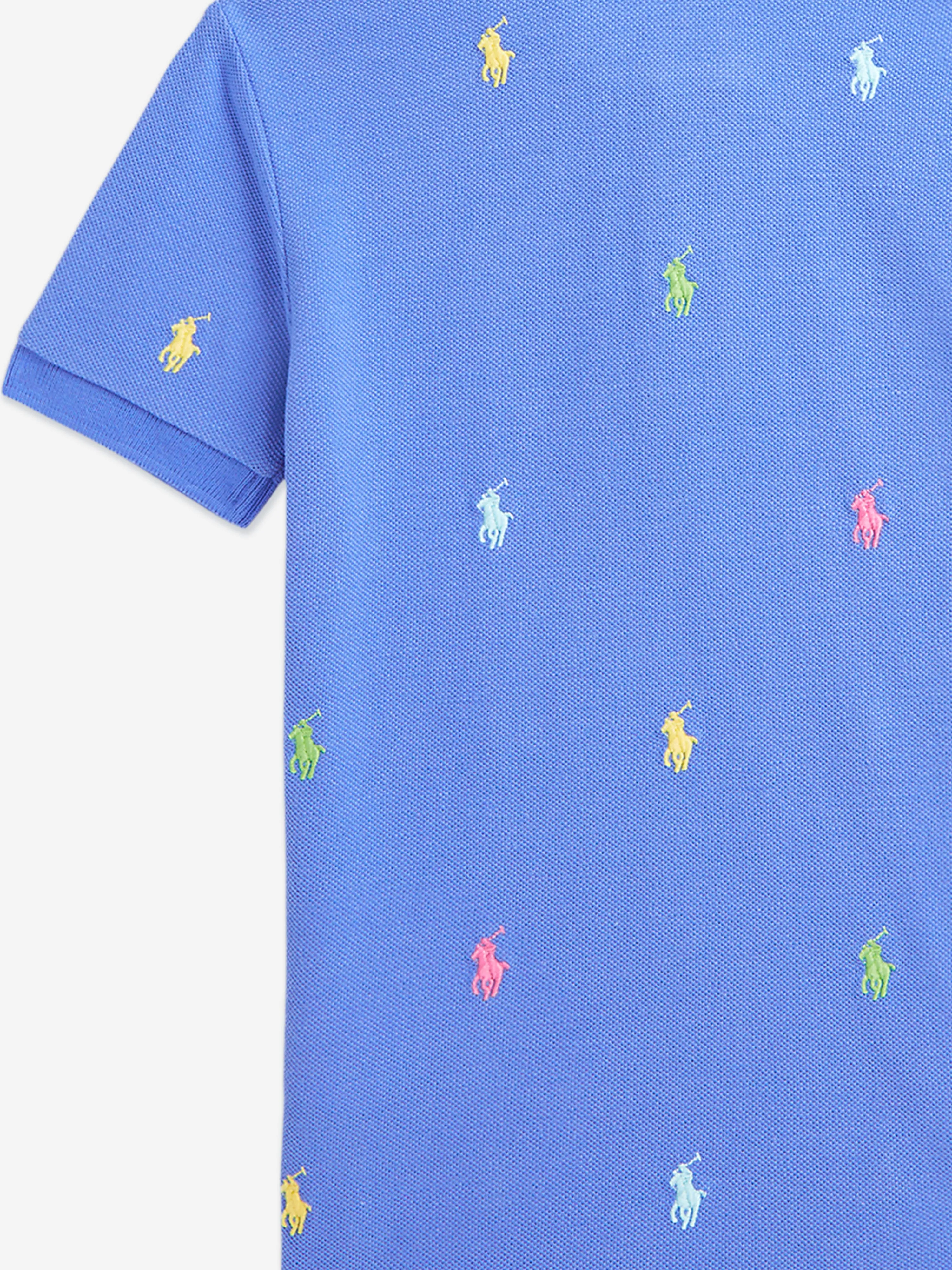 Ralph Lauren Boys Multi Logo Polo Shirt in Blue