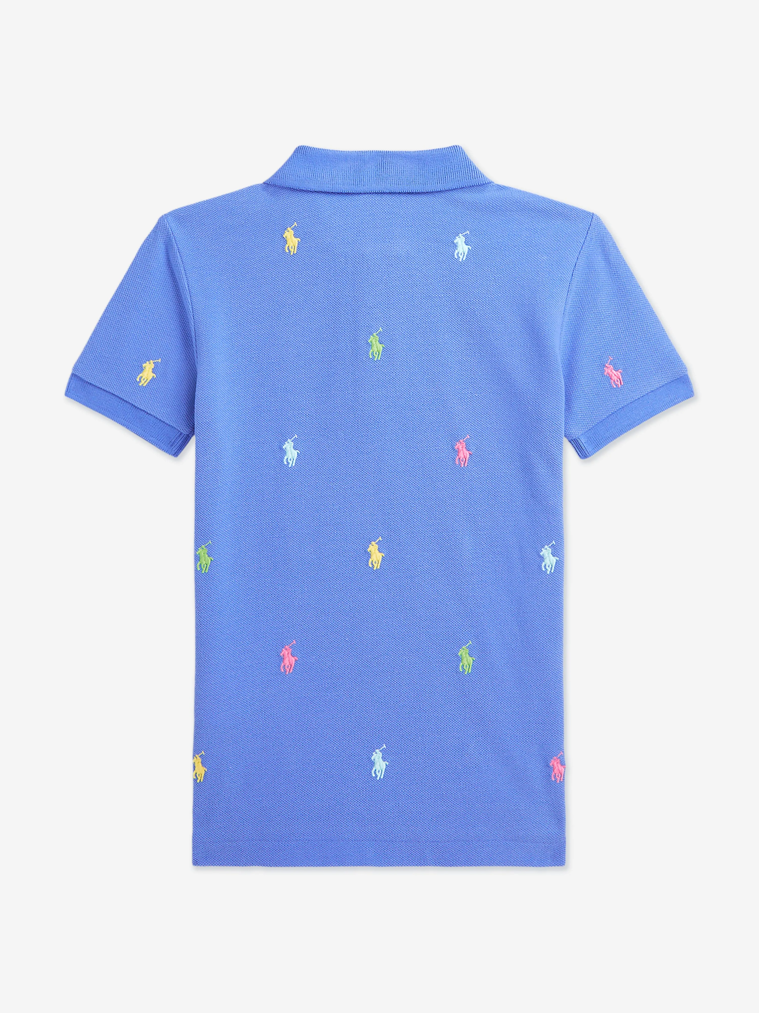 Ralph Lauren Boys Multi Logo Polo Shirt in Blue