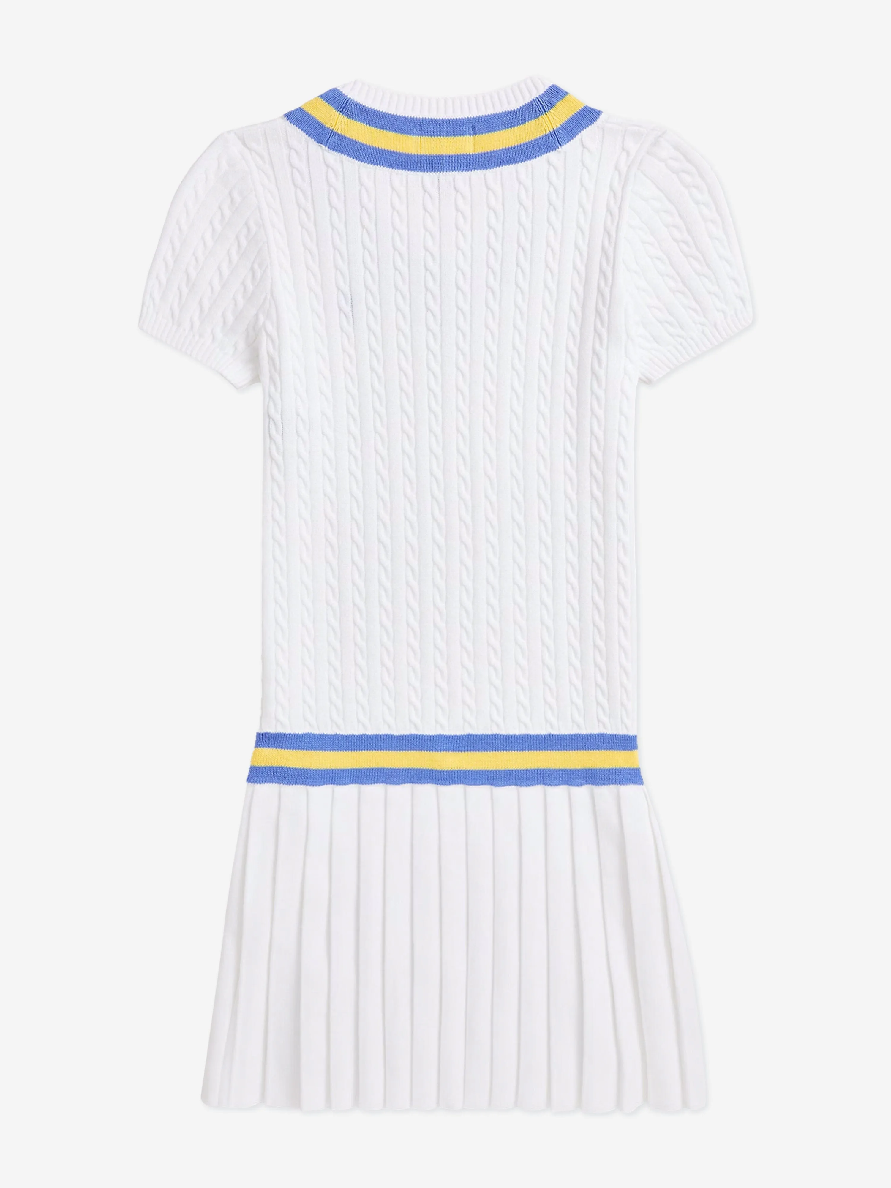 Ralph Lauren Girls Cable Knit Cricket Dress in White