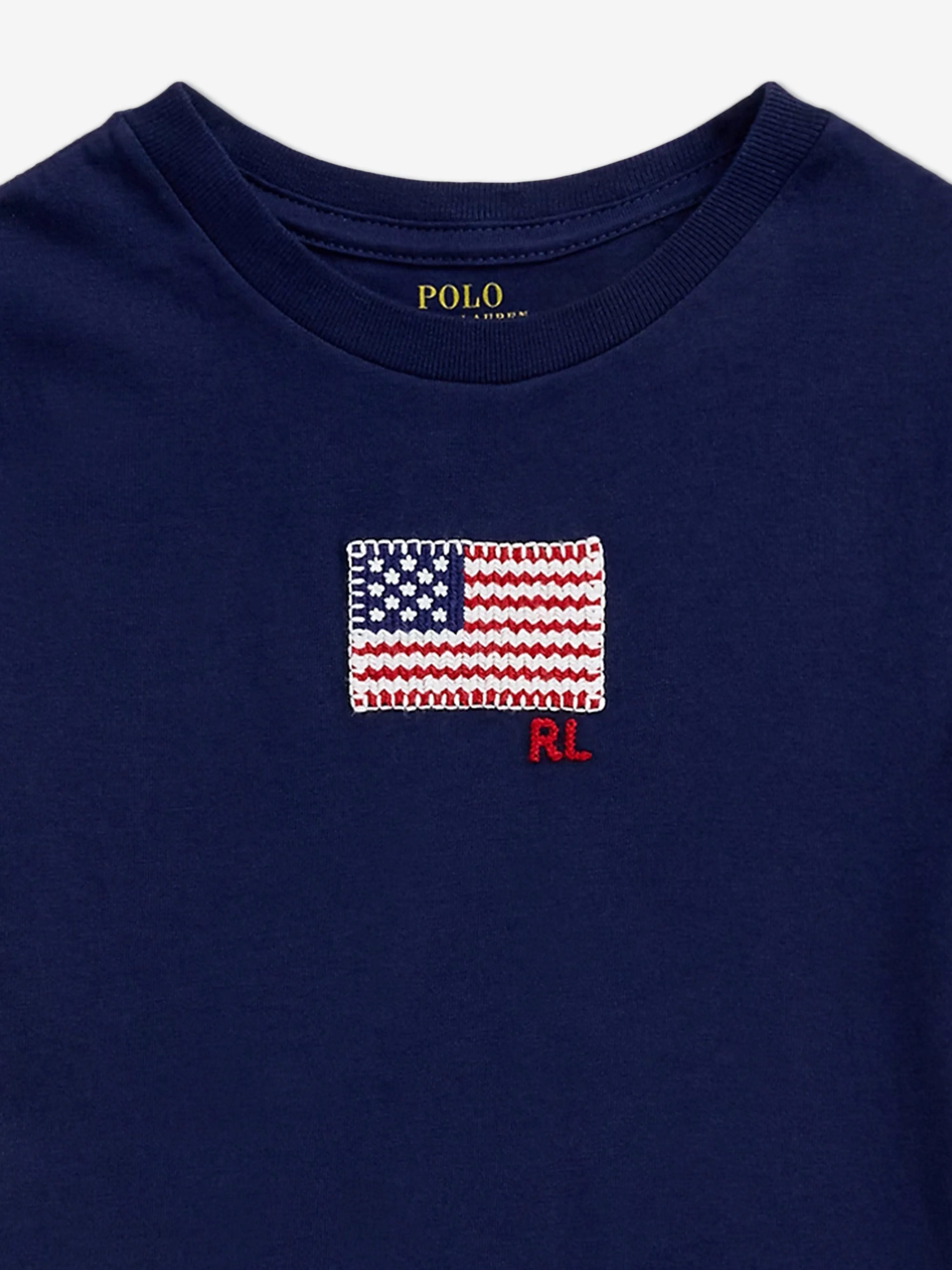Ralph Lauren Girls Jersey Flag T-Shirt in Navy