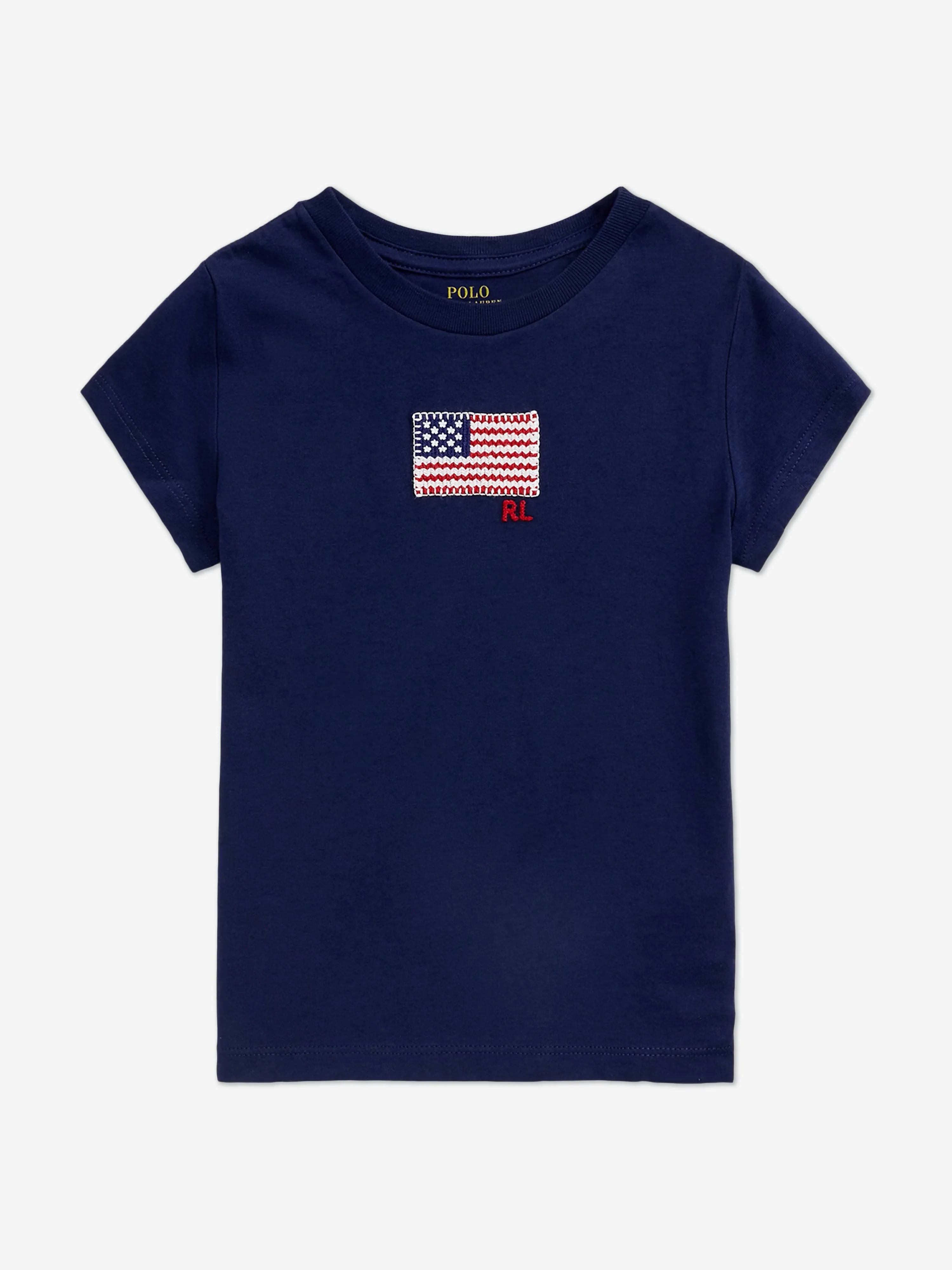 Ralph Lauren Girls Jersey Flag T-Shirt in Navy