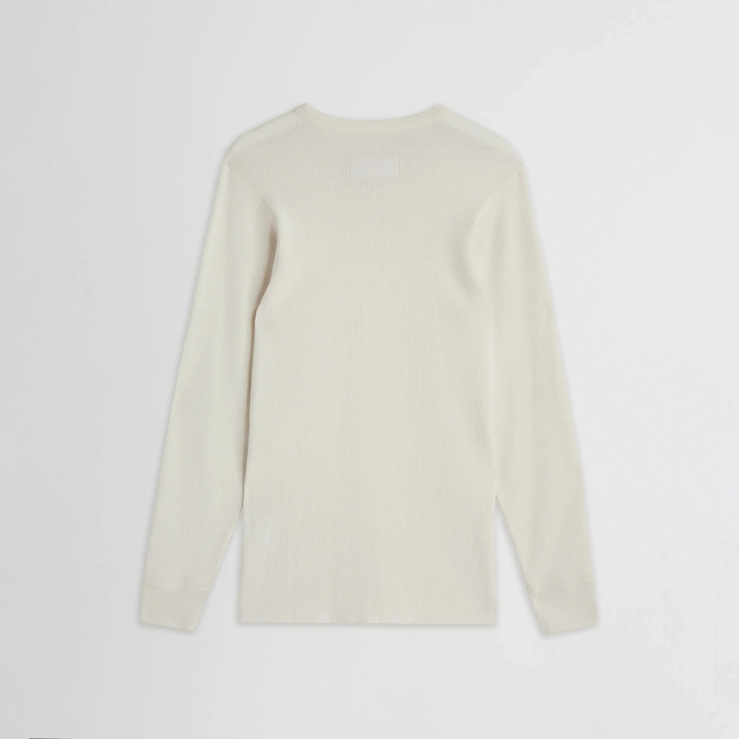 RIBBED LONG SLEEVE CREWNECK | cream wool