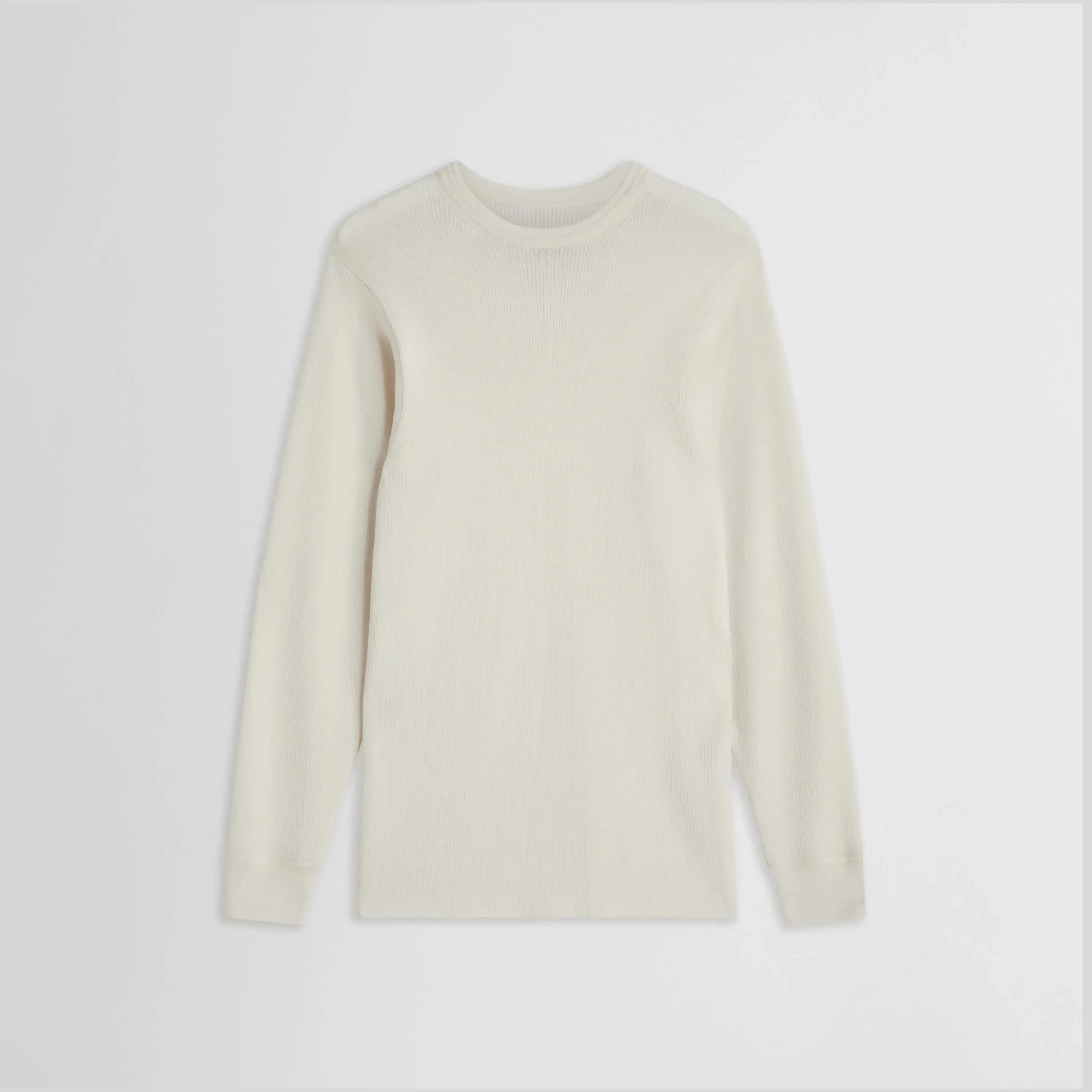 RIBBED LONG SLEEVE CREWNECK | cream wool