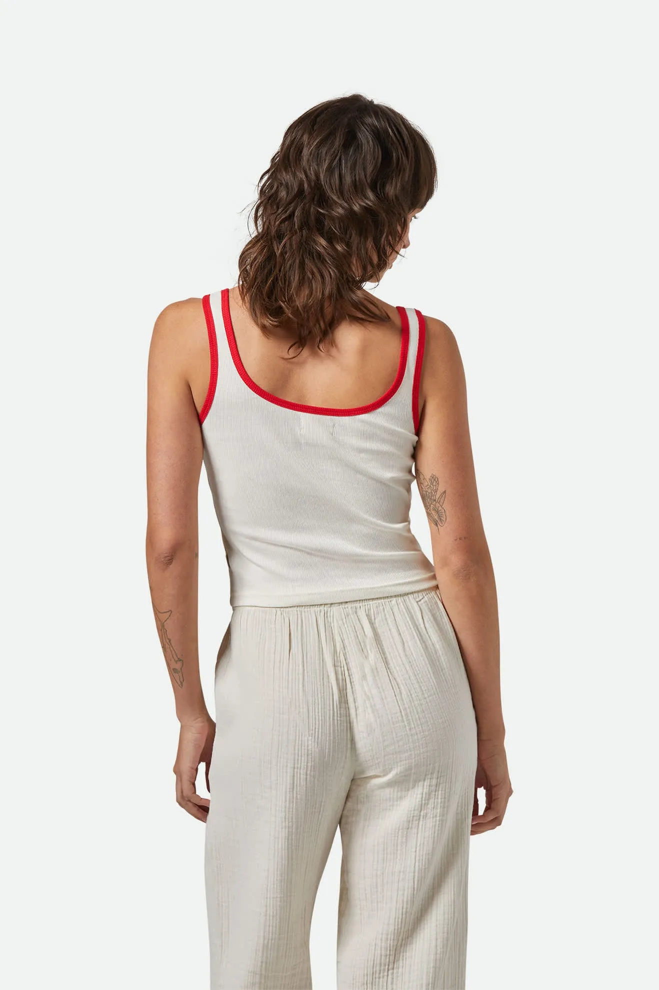 Ringer Organic A-Tank - Off White/Crimson