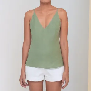 RINKI V CAMISOLE - Linen | Light Olive Green