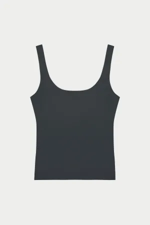 SCULPTING STRETCH SCOOP NECK SPORTS TOP - MIDNIGHT GREY