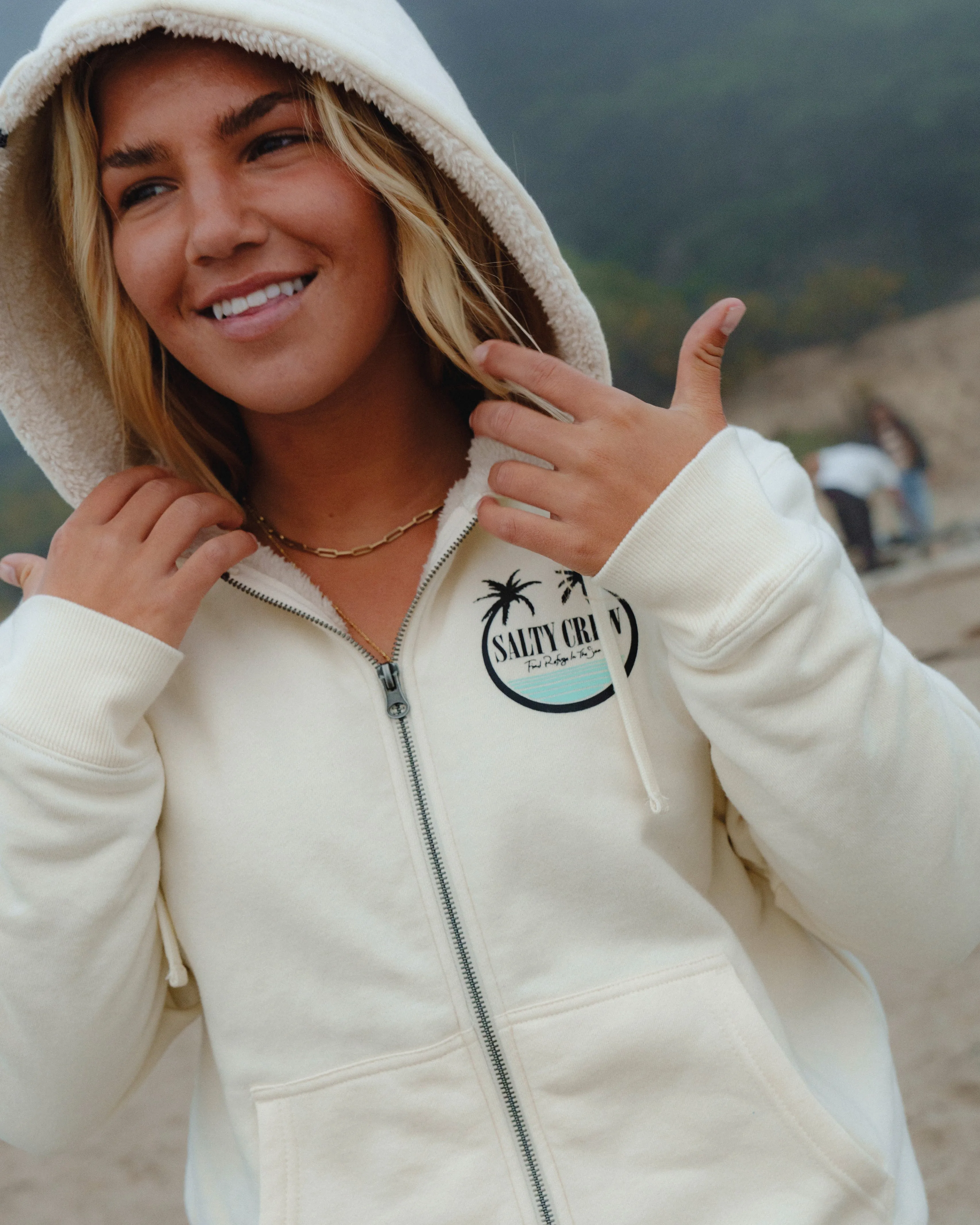 Shades Sherpa Zip Hoody - Bone