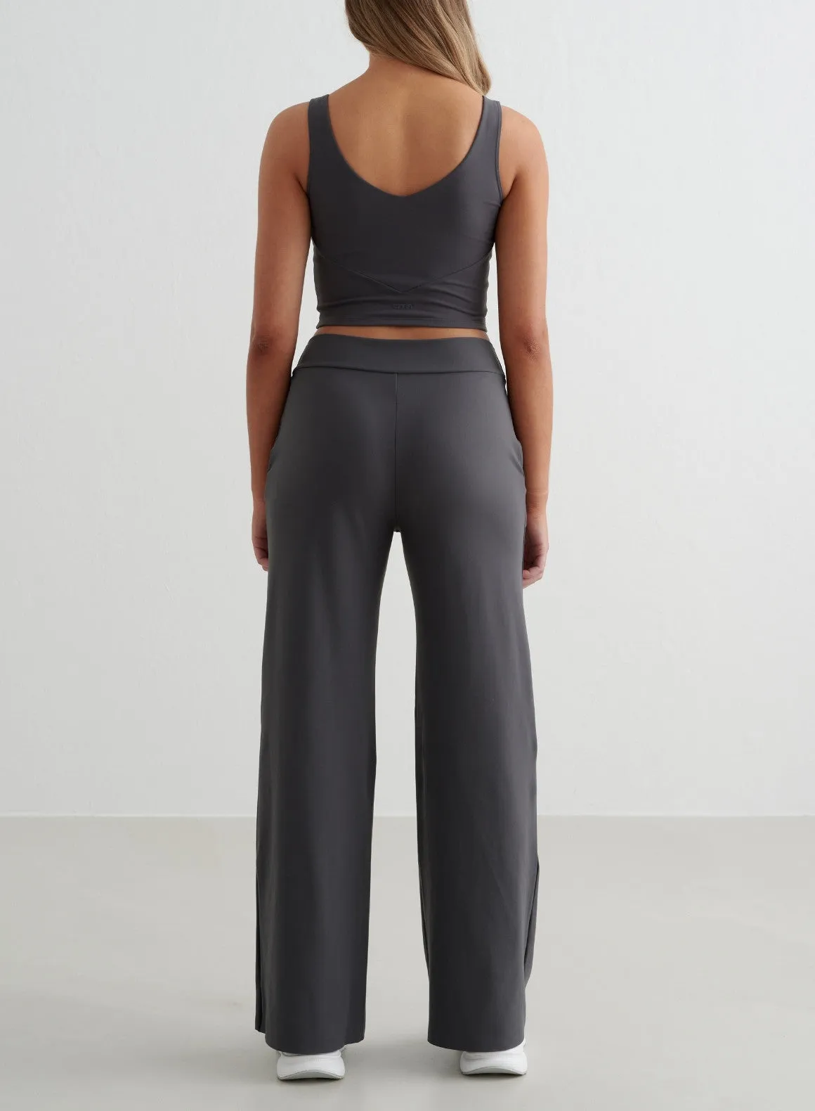 Shadow Grey Sense Wide Pants & Bralette Set
