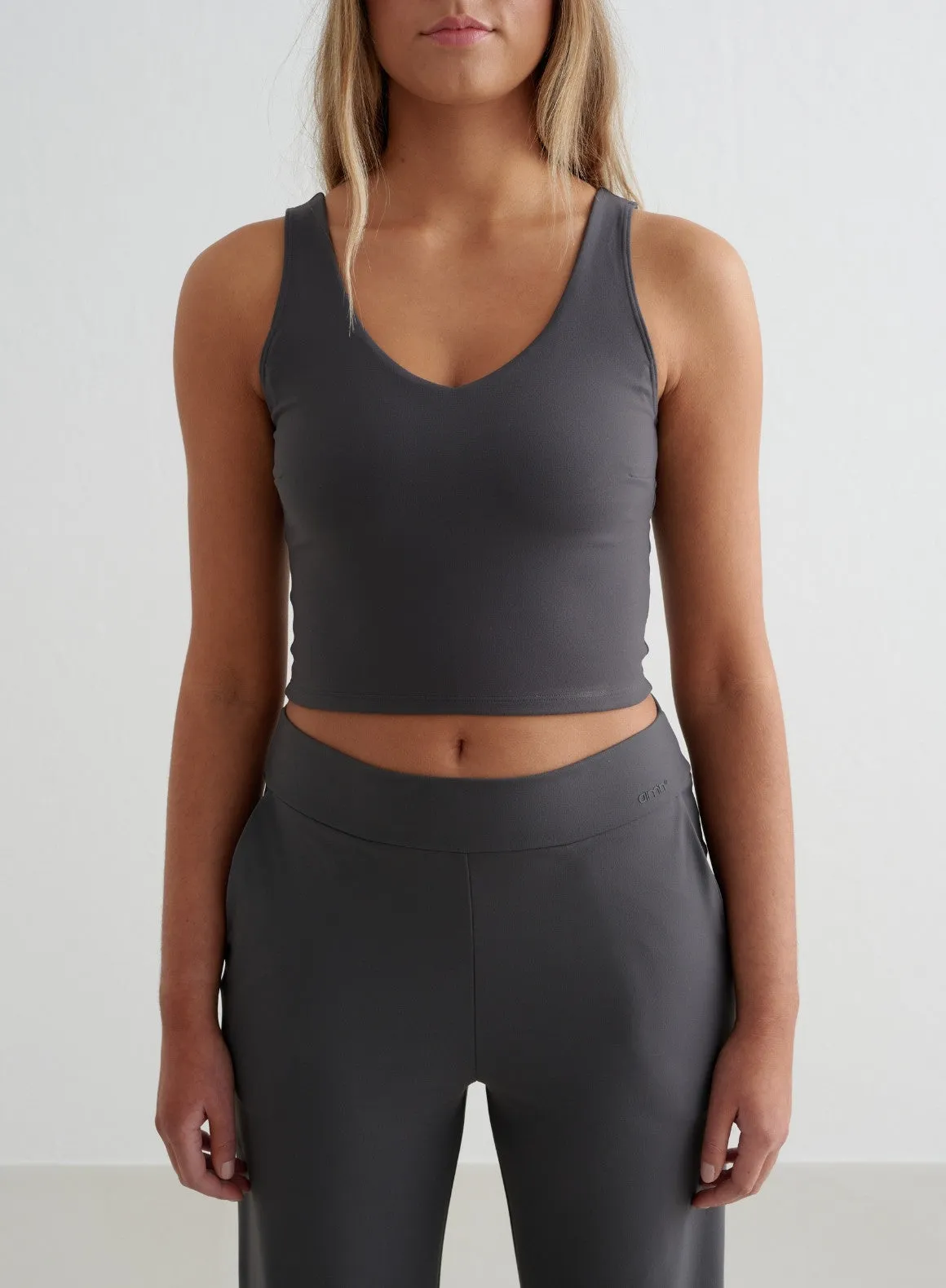 Shadow Grey Sense Wide Pants & Bralette Set